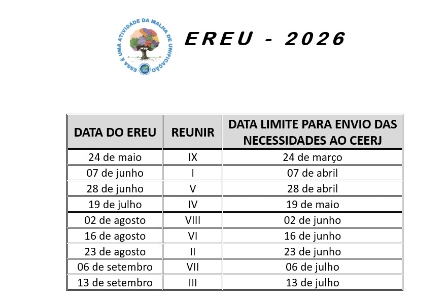 Calendário do EREU 2026